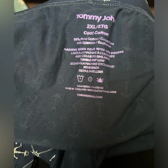 Tommy John men blue grey Anchors Nautical Theme boxer shorts New 2XL cool cotton - Picture 3 of 4